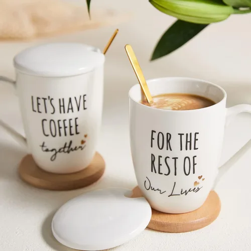 Miniatura 7 de AW BRIDAL Juego de 2 tazas de café únicas de cerámica para parejas recién comprometidas, 12 onzas, regalo de despedida de soltera para novia