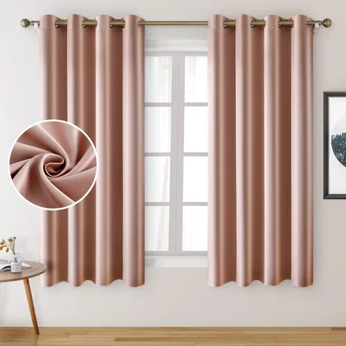 Miniatura 14 de HOMEIDEAS 2 paneles de cortina de seda sintética, cortinas opacas para dormitorio