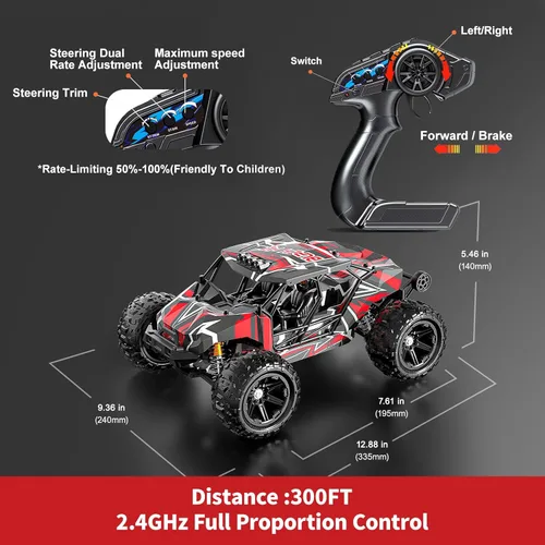 Miniatura 7 de Autos RC 1/14 sin escobillas para adultos y niños, marco completo de jaula enrollable, 4WD Fast Max 42 mph, camiones RC de control remoto