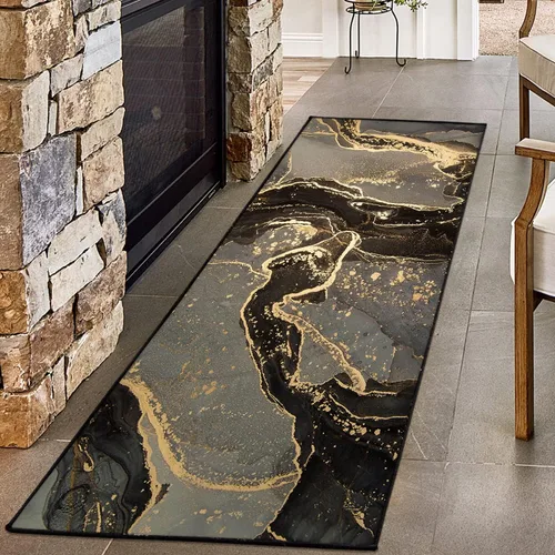 Miniatura 13 de Alfombra abstracta moderna de 2 x 3 pies, alfombra de baño con textura de mármol azul, antideslizante, lavable, alfombra de pelo bajo