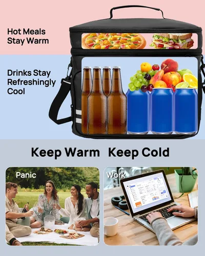 Miniatura 6 de Lonchera para mujeres y hombres, 26 L, 36 latas, bolsa de almuerzo grande con aislamiento térmico, doble cubierta a prueba de fugas, lonchera grande