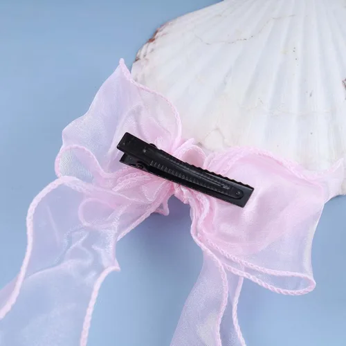 Miniatura 4 de Clip para el cabello con lazo de seda largo vintage, pasador, cinta de malla, clip para la cabeza, accesorios para el cabello para mujer