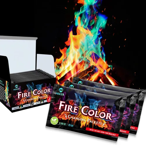 MEKER Paquetes de Cambio de Color de Fuego – Fogata, Fogatas, Chimeneas al Aire Libre, Hoguera – Color de Fuego – Accesorios Perfectos de Campamento