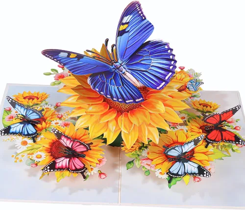 Miniatura 9 de Día de la Madre desplegable para mamá, mariposas te aman mamá, mariposa monarca 3D, hermosas flores, tarjeta de cumpleaños para madre, regalo ideal
