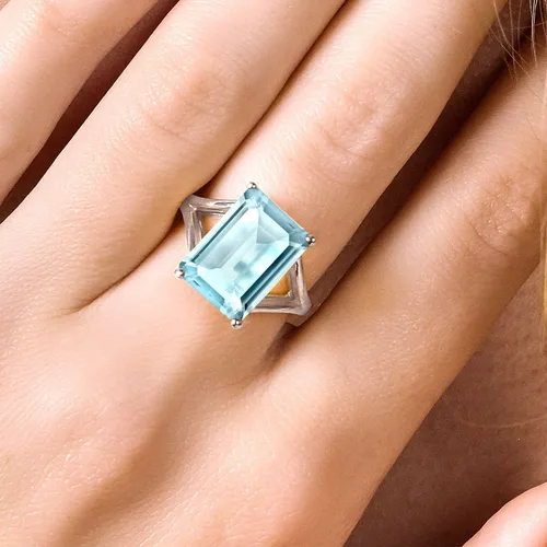 Miniatura 23 de Gem Stone King Anillo de compromiso solitario con piedra preciosa de corte esmeralda de 0.551 x 0.394 in para mujer, plata de ley 925, anillo