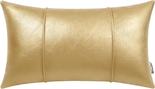 Miniatura 42 de BRAWARM Fundas de Almohada Decorativa de Cuero Café de 22 x 22 Pulgadas - Funda de Almohada de Piel Sintética con Ribetes, Almohada Decorativa