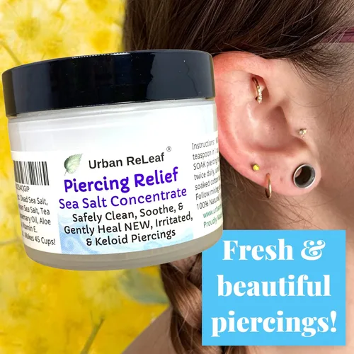 Miniatura 3 de Urban ReLeaf Concentrado de sal marina para aliviar los piercings. Limpia, calma y cura suavemente de forma segura, nuevos piercings irritados