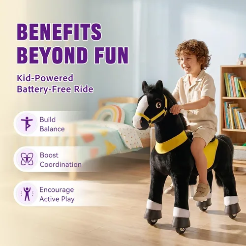 Miniatura 7 de PonyCycle Pony Cycle 4-7 caballo de montar con resorte, juguete de caballo balancín, modelo esencial E (89.9 cm de altura/tamaño 4) juguetes de Negro