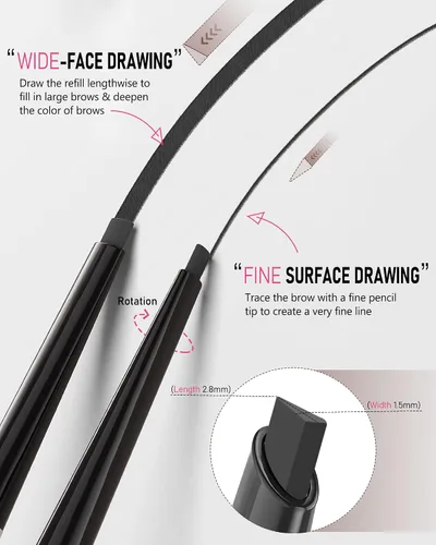 Miniatura 4 de Yfulfill Lápiz de Cejas Negro - Lápices de Cejas Impermeables para Mujeres Waterproof Eye Brow Pencil Black Color for Naturally Black Hair.