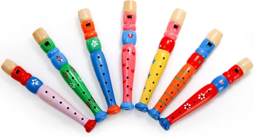 Miniatura 8 de Foraineam 7 piezas pequeñas grabadoras de madera instrumento musical flauta de madera, colorido Piccolo Woodwind música rítmica grabador