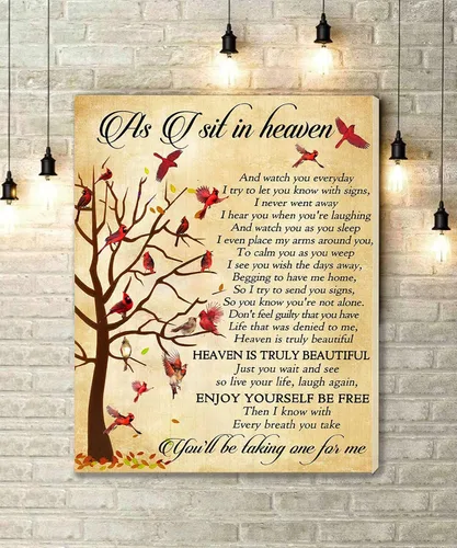 Miniatura 6 de KEJPU Lienzo decorativo para pared, lienzo cardenal When Someone We Love Is In Heaven, estilo de madera para sala de estar, oficina, decoración