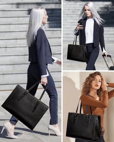 Miniatura 7 de LOVEVOOK Bolsa de computadora portátil para mujer, bolsa de computadora de moda de gran capacidad, juego de bolso de hombro de cuero, maletín