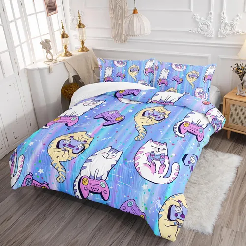 Miniatura 3 de Axolotl Juego de edredón Kawaii de tamaño individual, ropa de cama de animales lindos para niñas y niños, edredón colorido de dibujos animados