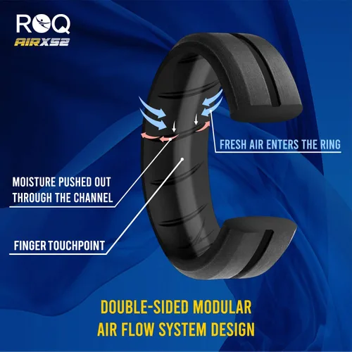 Miniatura 5 de ROQ - Anillo de boda de silicona para hombre, ajuste cómodo, anillo de compromiso transpirable de goma, 2líneas finas y medias, borde biselado y dúo