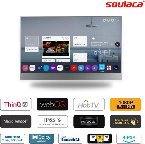 Miniatura 3 de Soulaca 22 pulgadas IP65 impermeable baño Smart Mirror TV webOS Smart TV con control de voz incorporado Wi-Fi Bluetooth ATSC DTV sintonizador ideal
