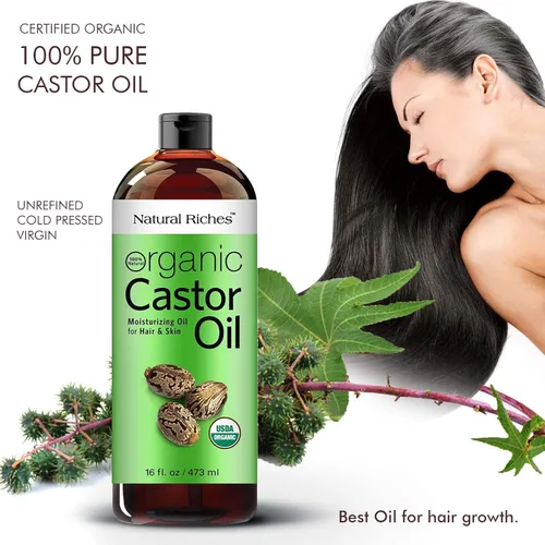 Miniatura 3 de Natural Riches Aceite de ricino orgánico, prensado en frío, certificado USDA para el crecimiento del cabello, pestañas más gruesas, cejas, hidrata