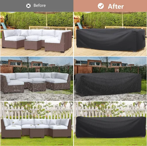 Miniatura 7 de Mrrihand Funda para Juego de Muebles de Patio Impermeable, Funda para Juego de Sofá Seccional de Exterior de Servicio Pesado 600D Funda para Juego