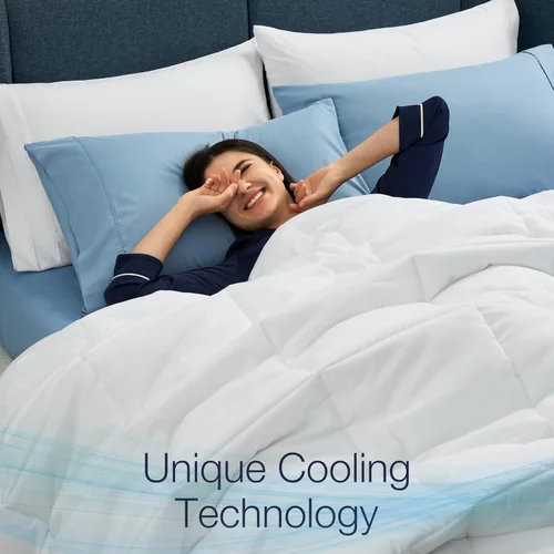 Miniatura 4 de Casual Living Relleno de edredón California King, manta refrescante, ligera, hipoalergénica, reversible, color blanco, con puntada en caja, ropa