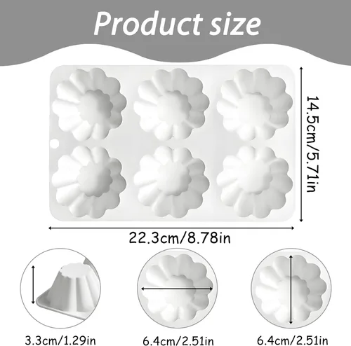 Miniatura 2 de Molde de silicona para pudín, bandeja antiadherente para hacer postres de gelatina de 6 cavidades, molde de natillas para pastel de mousse, juego