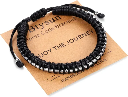 Miniatura 62 de Regalos inspiradores para hombres, pulseras con código morse, pulseras para hombre, regalos de graduación para él, Día del Padre, pulsera de cuero