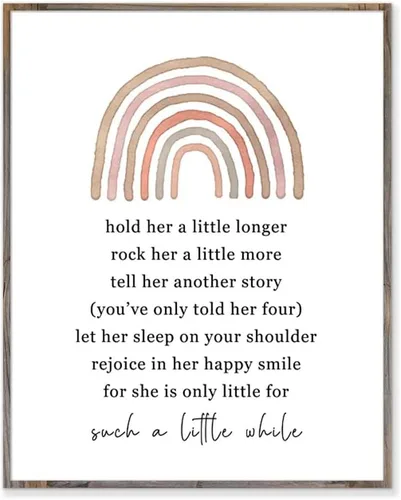 Arte de la frase "Hold Her a Little Long" para el cuarto del bebé, arco iris, regalo de bebé recién nacido, para habitación de bebé, decoración