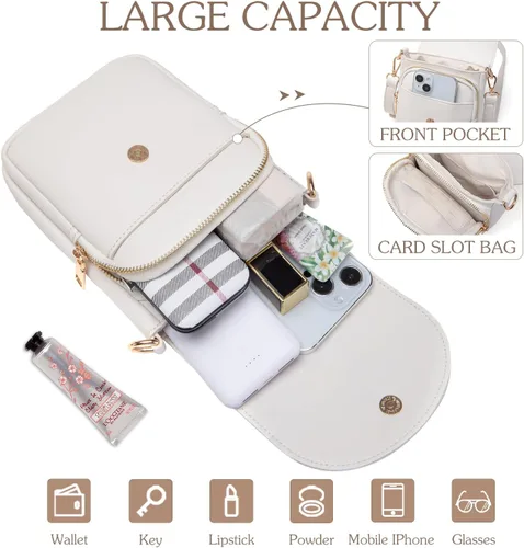 Miniatura 3 de Viverte Bolso Cruzado para Niñas Adolescentes Pequeñas, Bolso Inicial para Celular, Pequeña Cartera para Niños Pequeños, Bolso de Cuero con Tres