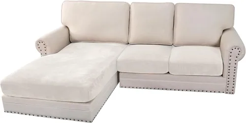 Miniatura 237 de H.VERSAILTEX - Funda de terciopelo elástica y afelpada para protección de cojines de sofá biplaza, silla o sofá, 2 piezas, tamaño grande, color gris