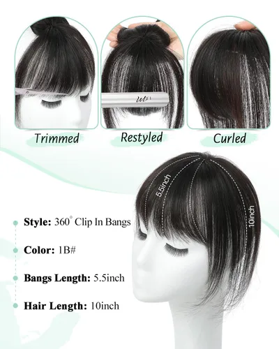 Miniatura 3 de Flequillo con Clip, Flequillo de Cabello con Clip, Flequillo Falso, Flequillo con Clip, Flequillo con Clip de Cabello Humano Real, Postizos Ombre