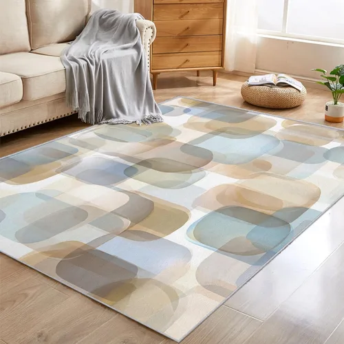 Miniatura 3 de 2x3 Mid Century Modern Throw Rugs for Entryway, Washable Watercolor Geometric Pattern Indoor Door Mat, Bedroom Kitchen Entrance, Non Slip Soft Thin