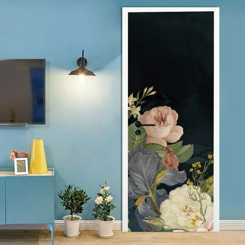 Miniatura 34 de Calcomanías 3D para puerta, murales para despegar y pegar, diseño de flores, papel tapiz para puerta, calcomanías autoadhesivas extraíbles de PVC