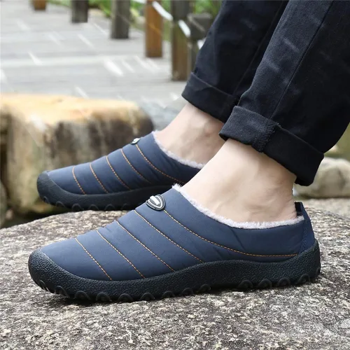 Miniatura 9 de UBFEN - Pantuflas cálidas de invierno para hombre y mujer con forro de felpa mullida, zapatos de casa con suela de caucho antideslizante