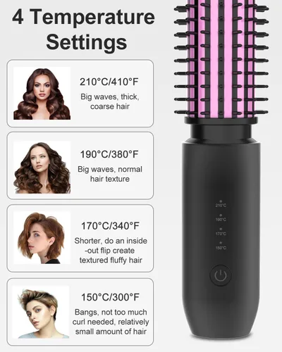 Miniatura 4 de Bestauty - Rizador de pelo portátil inalámbrico de 1.5 pulgadas, rizador de pelo de viaje 2 en 1 y cepillo alisador de pelo, calentamiento rápido, 4
