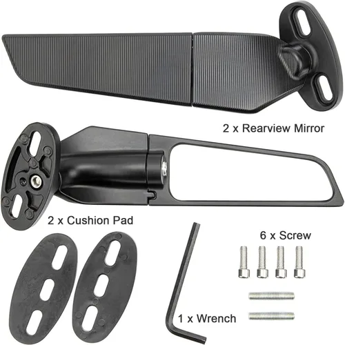 Miniatura 6 de Espejo retrovisor modificado para motocicleta, 1 par de espejos laterales giratorios ajustables, amplio ángulo de visión para Ninja 300 400 650 ZX6R