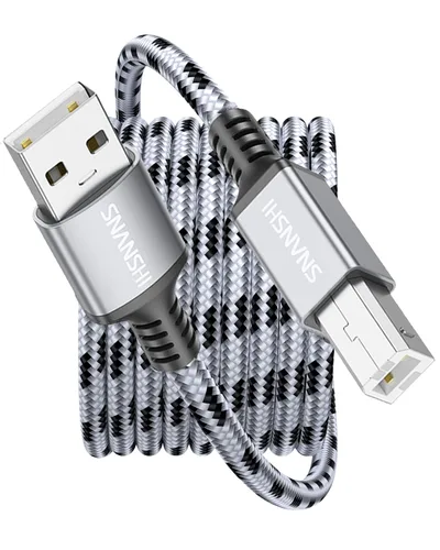 Miniatura 9 de SNANSHI - Cable de impresora USB de 25 pies, cable USB 2.0 tipo A a B macho, cordón de impresora trenzado de nylon, cable de escáner de alta