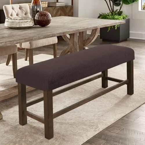 Miniatura 32 de Fundas de banco rectangulares, funda extraíble para silla de comedor, ajuste suave, universal, elásticas, antipolvo, lavable, protector de asiento