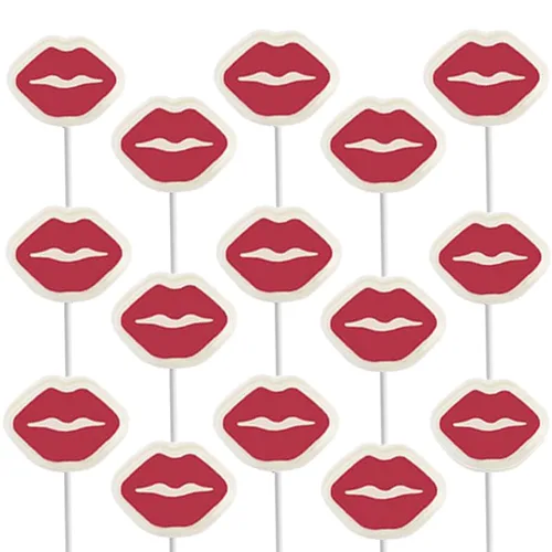 Miniatura 10 de Fruidles Piruleta de tatuaje de labios rojos de San Valentín, media libra, piruleta en forma de labio blanco con labios rojos, caramelo envuelto