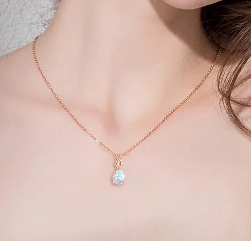 Miniatura 2 de Collar de ópalo chapado de 18 quilates oro blanco y oro rosa para mujer