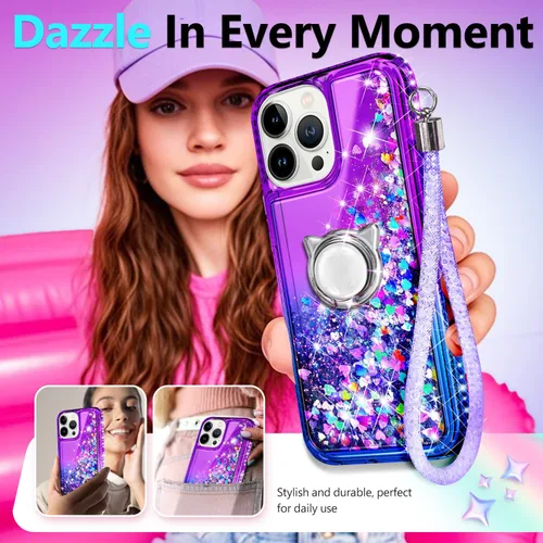 Miniatura 7 de NGB Diseñada para Funda de Teléfono iPhone 11, Morado/Azul Funda Bonita con Purpurina Líquida Brillante para Mujeres Niñas Niños con Protector
