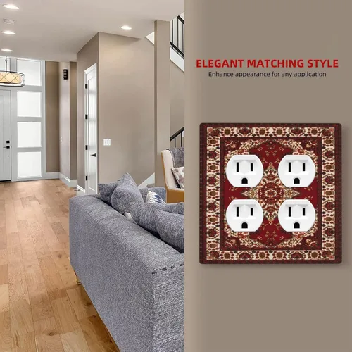 Miniatura 334 de Placa Decorativa de Pared de Granja Rústica con Cuerno de Madera para Puerta de Granero 1 Banda Duplex Cubiertas de Toma Eléctrica Soltera
