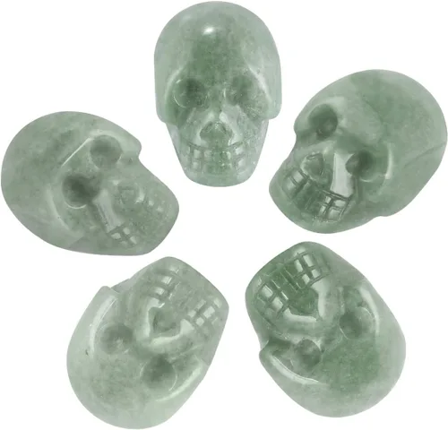 Miniatura 12 de mookaitedecor Juego de 5 esculturas de calavera de cristal de obsidiana Mahagony de 1 pulgada, estatua de piedra preciosa tallada a mano, colección