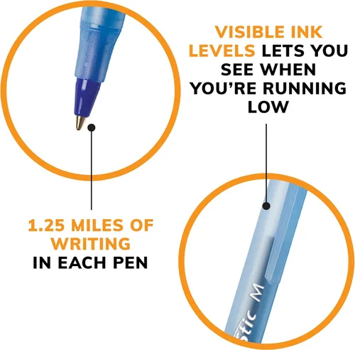 Miniatura 7 de BIC Round Stic Xtra Life - Bolígrafos azules, punta media (0.039 pulgadas), paquete de 36 bolígrafos a granel, barril redondo flexible