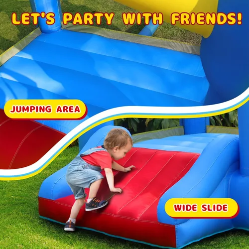 Miniatura 2 de Casa inflable para niños: casa inflable con tobogán para interiores y exteriores, fiesta de cumpleaños en el patio trasero, pequeño castillo animoso