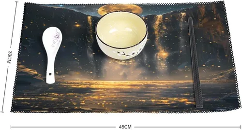 Miniatura 2 de Moon Waterfall Placemats Set of 6 Resistant Table Mats Washable Place Mats for Dinner Party Table Decoration