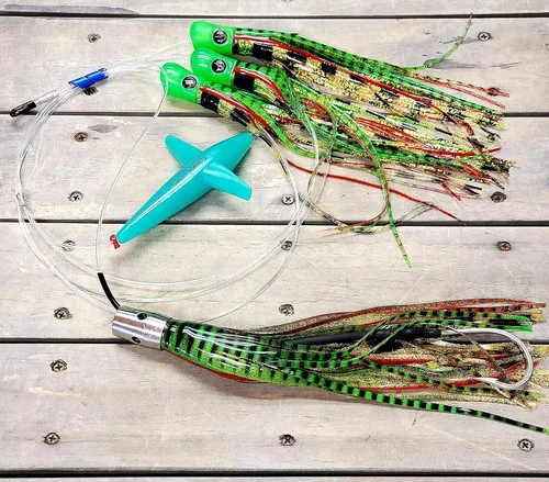 Miniatura 3 de Lobo Lures #221 Atún Magic Skipjack híbrido UV 12" acero inoxidable Jet Head Pesca Daisy Chain Bluefin Atún Señuelo Verde/Dorado