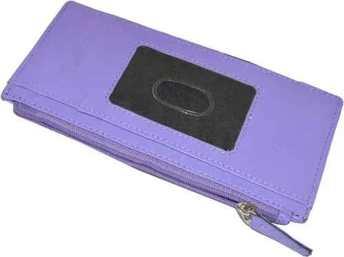 Miniatura 3 de Leatherboss - Funda para tarjetas todo en uno, cartera delgada con correa de protección para tarjetas, Púrpura, Cartera delgada