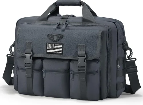 Miniatura 8 de Stypos Bolsa de mensajero táctico, maletín táctico de 15.6/17.3 pulgadas para hombre, bolso militar para portátil, bolsa de hombro mensajero