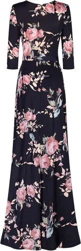 Miniatura 2 de Bon Rosy #MadeInUSA - Vestido largo cruzado de imitación con manga 34 con cuello en V impreso, Pascua, día de la madre, boda, novia, baby shower