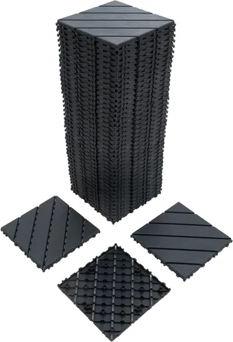 Miniatura 10 de Azulejos de plástico entrelazados para todo tipo de clima, paquete de 44 azulejos de patio de 12 x 12 pulgadas, impermeables, de plástico