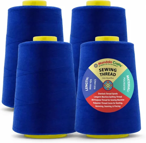 Miniatura 24 de Mandala Crafts 4 Pack of Serger Threads Cones Spools - 20S/2 24000 Yards Polyester Baby Blue Threads for Sergers Machine and Overlock Quilting