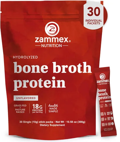 Miniatura 8 de Zammex Polvo de Proteína de Caldo de Hueso, Carne de Res Alimentada con Pasto Puro, Polvo de Proteína de Vainilla, Suplemento de Colágeno